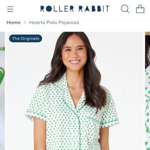 Roller Rabbit Women’s Green Heart-Print Short Pajama Top